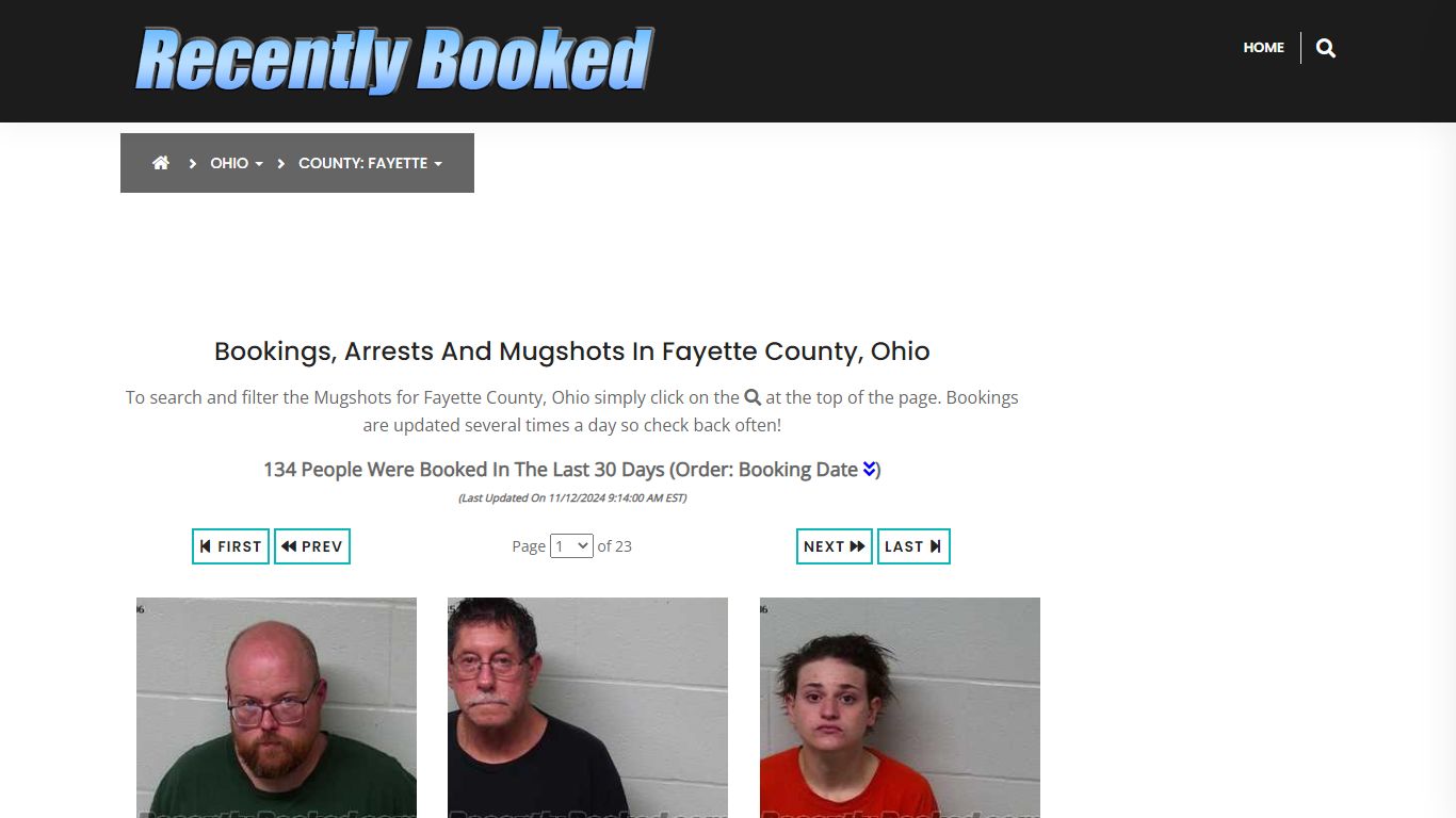 Bookings, Arrests and Mugshots in Fayette County, Ohio - Recently Booked